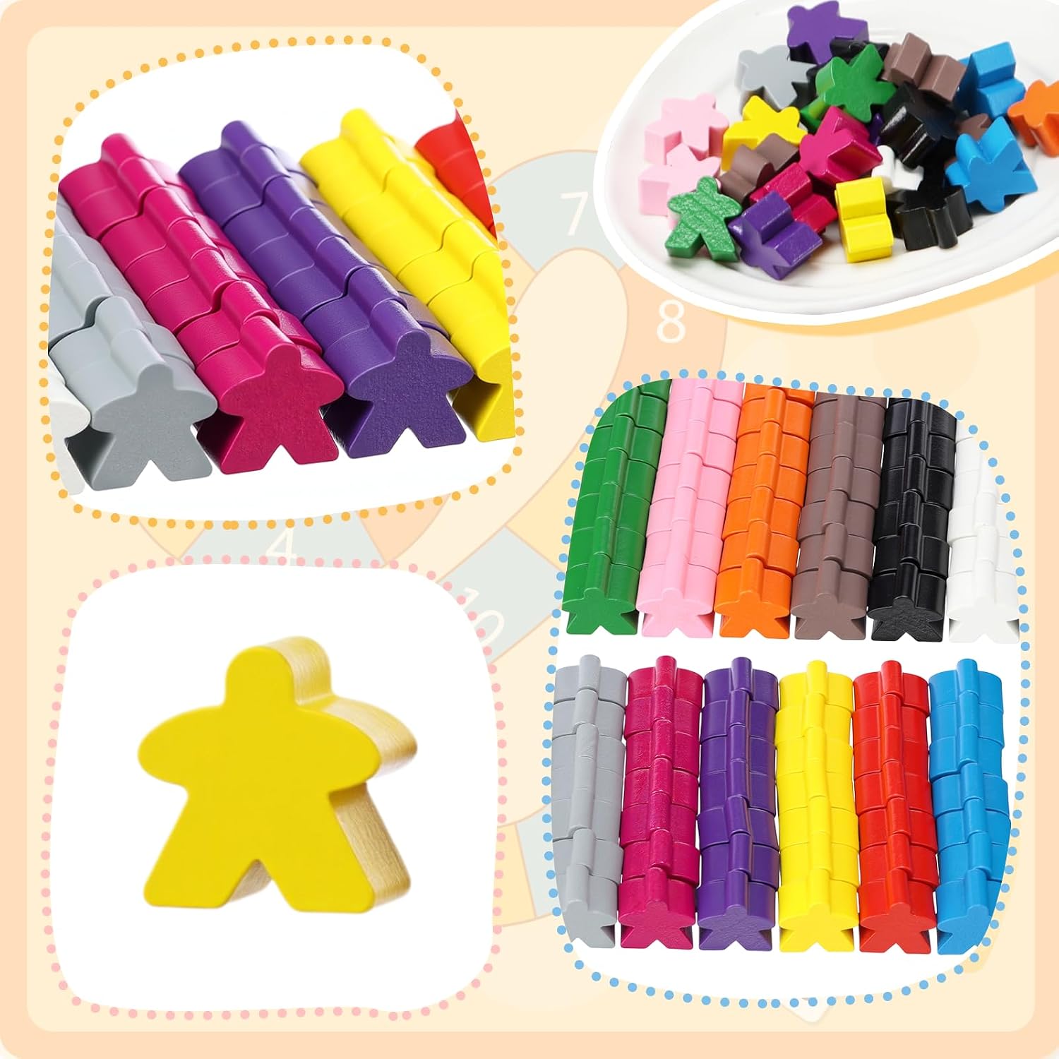 Arrowbash 120 Pcs Wooden Meeples Colorful Meeples Pieces Games Accessories Family Board Game Tokens, Player Pieces, Creative Projects image 4