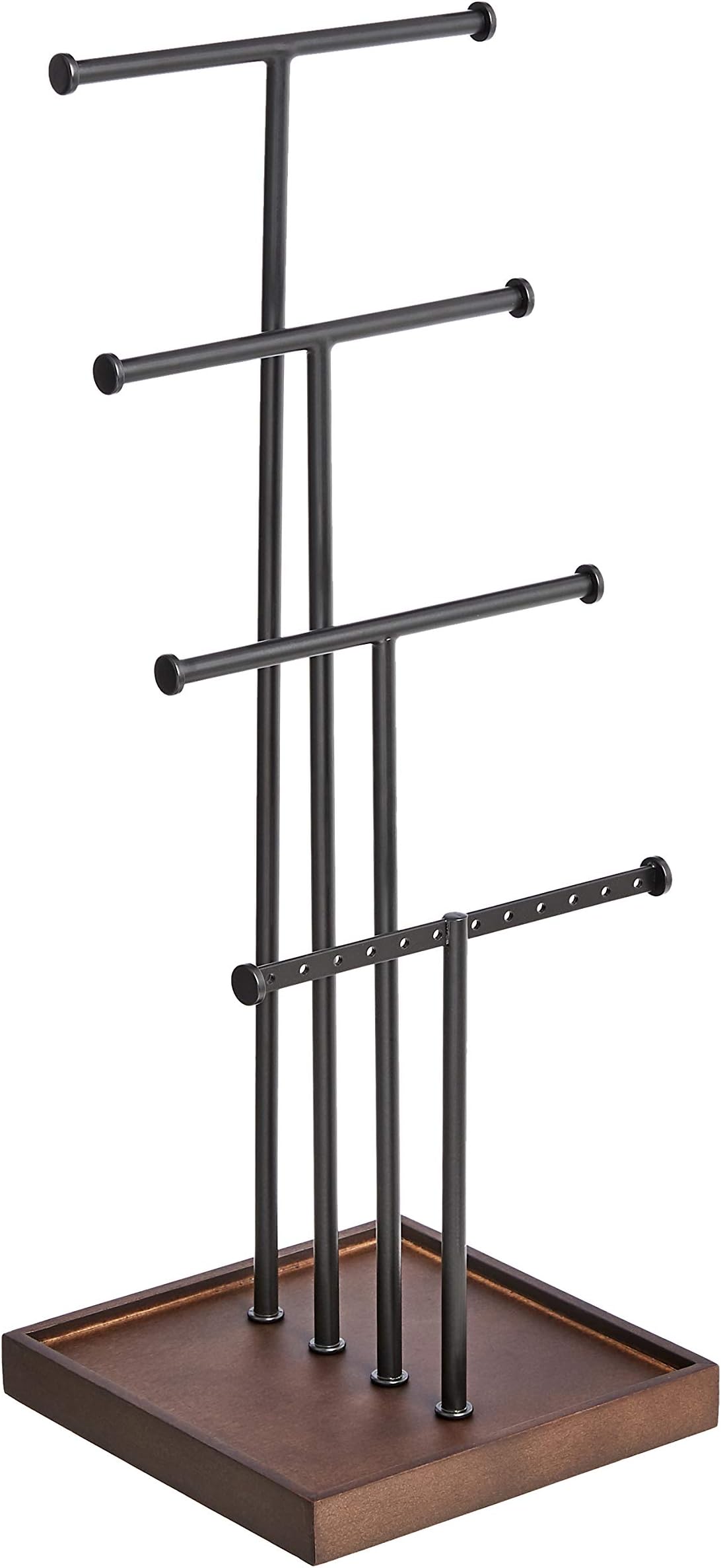 Amazon Basics Four-Tiered Jewellery Tree Stand - Walnut/Black