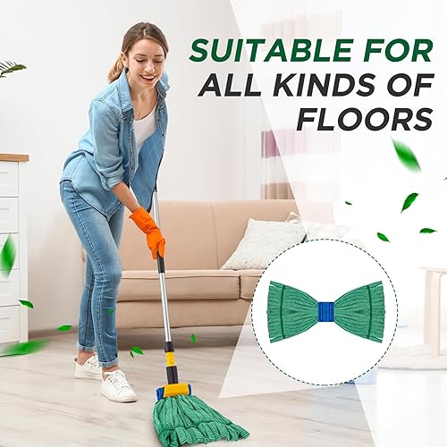 Miniatura 4 de Hushee Paquete de 6 cabezales de trapeador de tubo de microfibra grandes de 18 onzas, resistentes, industriales, industriales, repuestos,