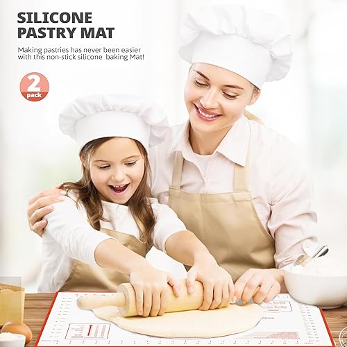 Miniatura 9 de Paquete de 3 alfombrillas de silicona para hornear galletas + 2 unidades de silicona antideslizante para masa de pastel con función de medición