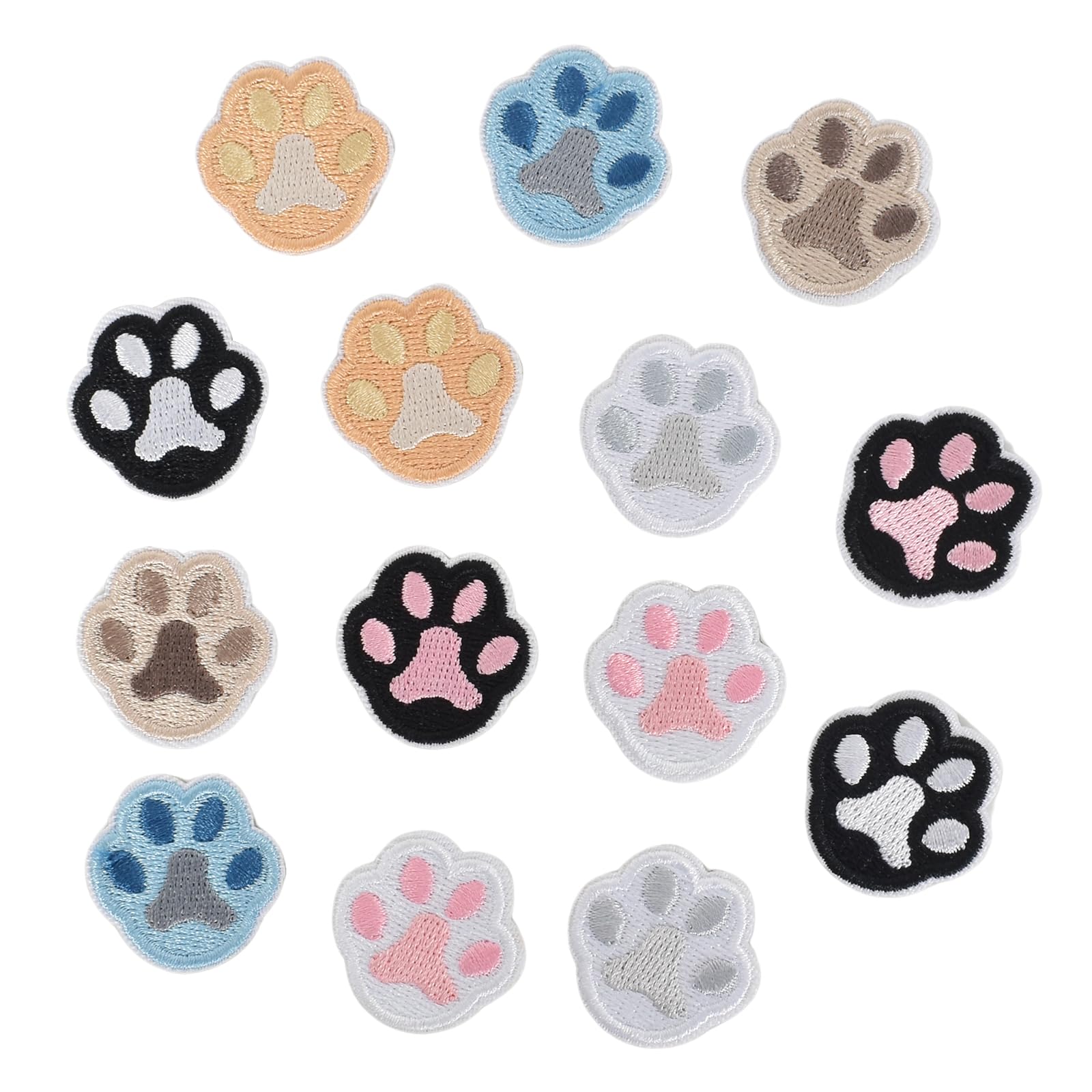 Disnace 14 Pcs Embroidered Paw Print Patches, Paw Applique Patch, Paw Print Iron on Patch, Embroidered Footprint Patches, Self-Adhesive, Sewing Patches for Clothing Arts Crafts Projects, 7 Colors