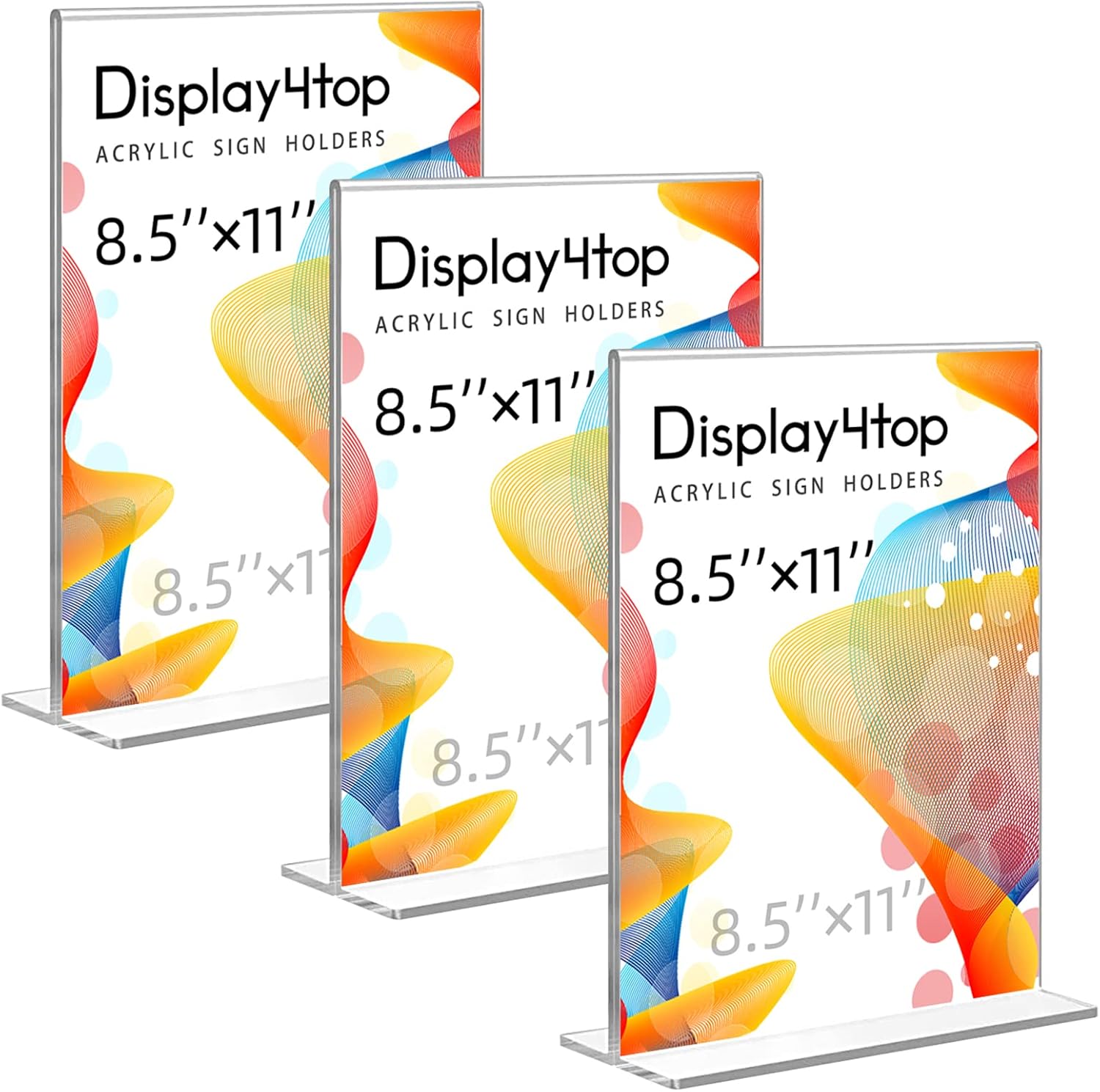 6 Pack Horizontal Acrylic Sign Holder & 3 Pack Vertical Plastic Paper Display Stand