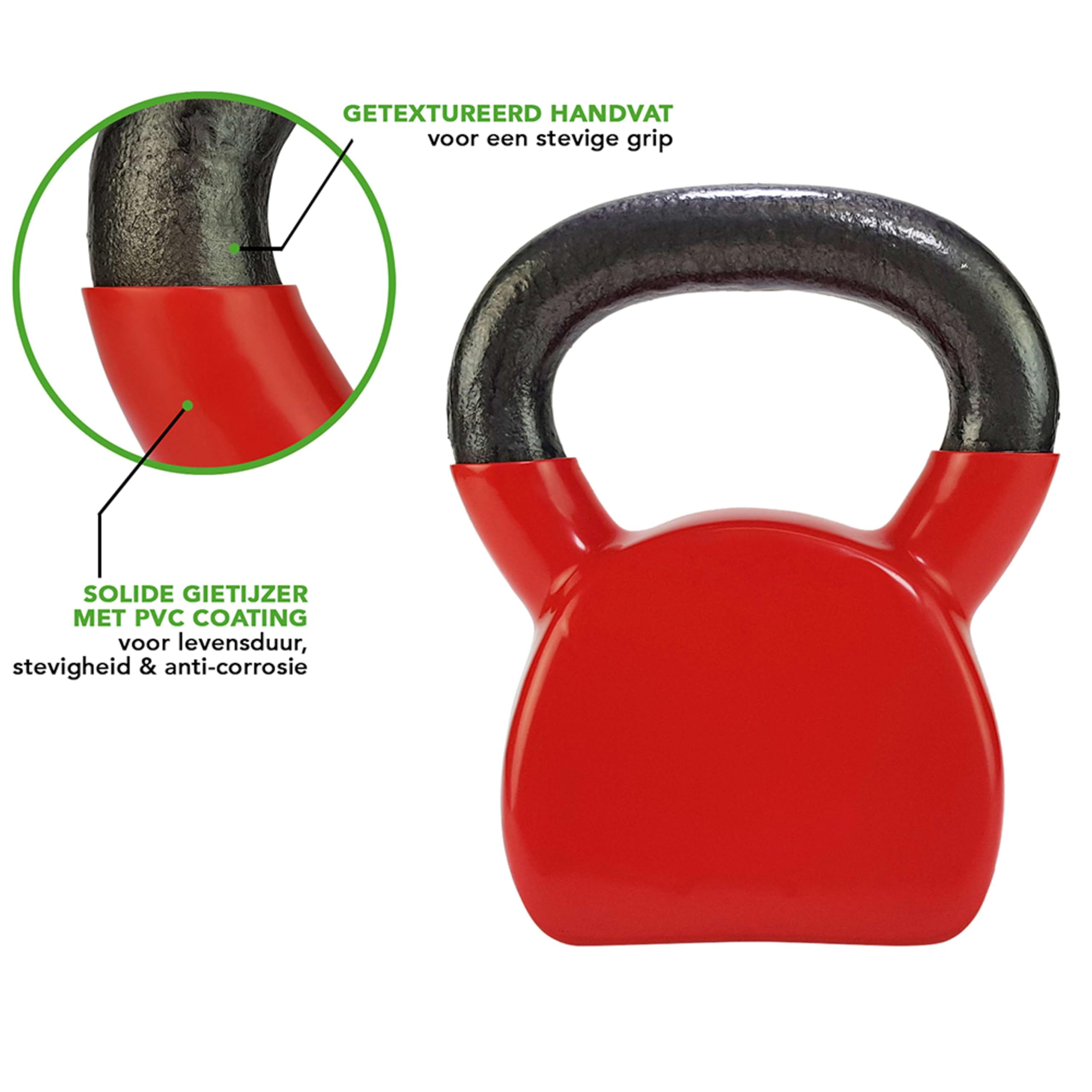 Tunturi Kugelhantel mit 10 kg in Gusseisen mit Vinyl, farbige Kettlebell