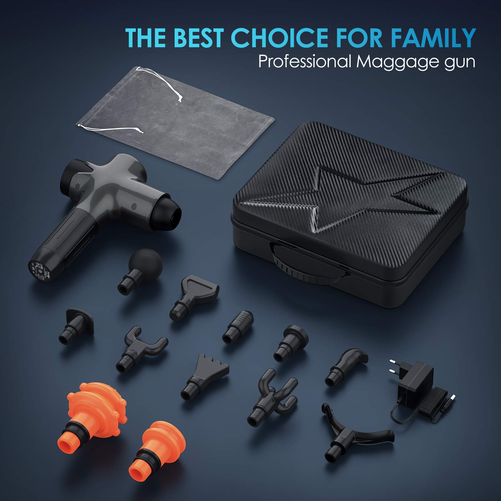 Dustgo 2021 pistola de masaje muscular 12 cabezas 7 velocidades 4800 mAh masajeador de músculos profundos profesional con 3200 RPM ultra silencioso inalámbrico para relajación