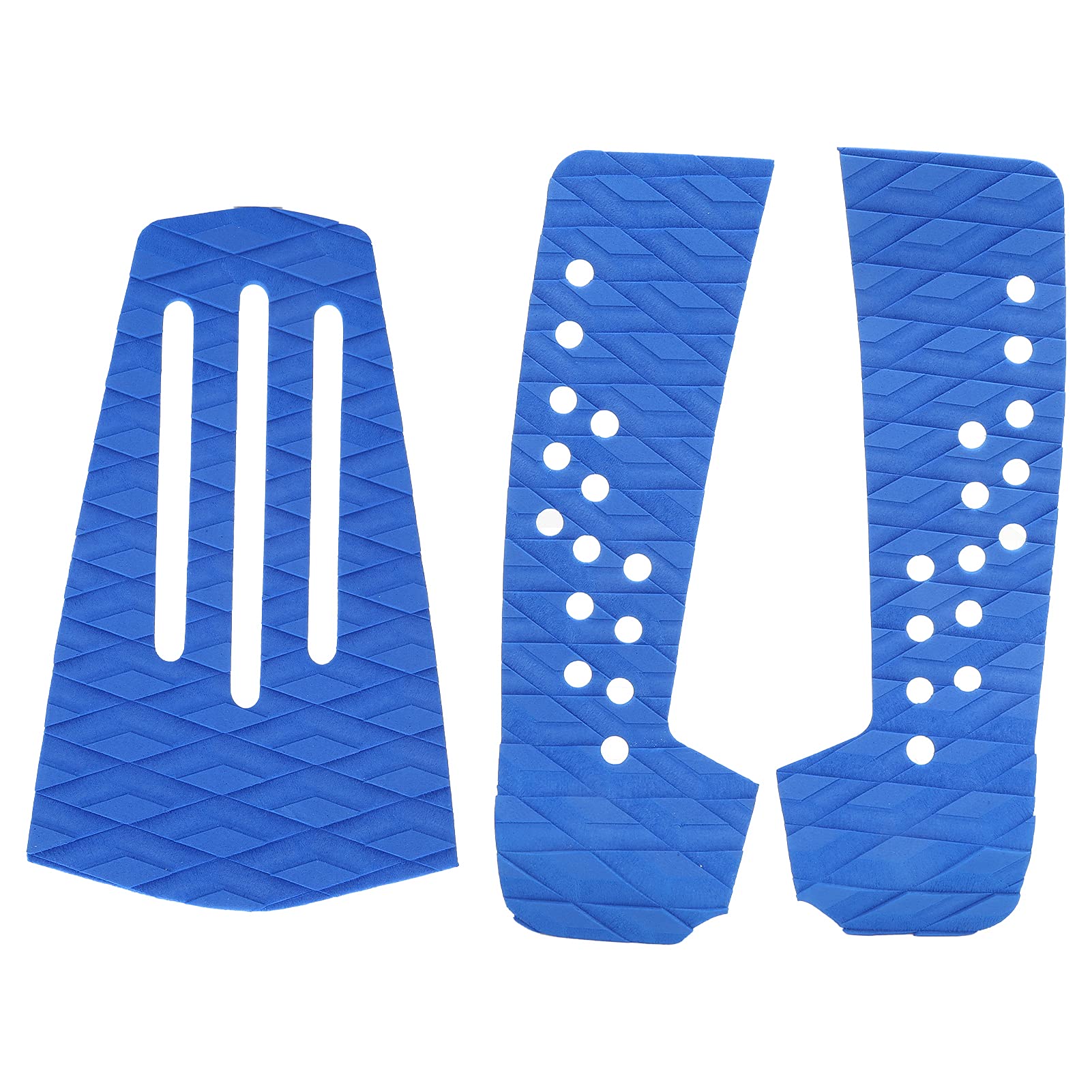 3 Pcs Surfboard Traction Pad, AntiSkid EVA Surf Deck Mat, MoistureProof Rhombus Pattern Grip for Skimboard, Kiteboard and Shortboard, Enhanced Shock Absorption and Durability (Azul)