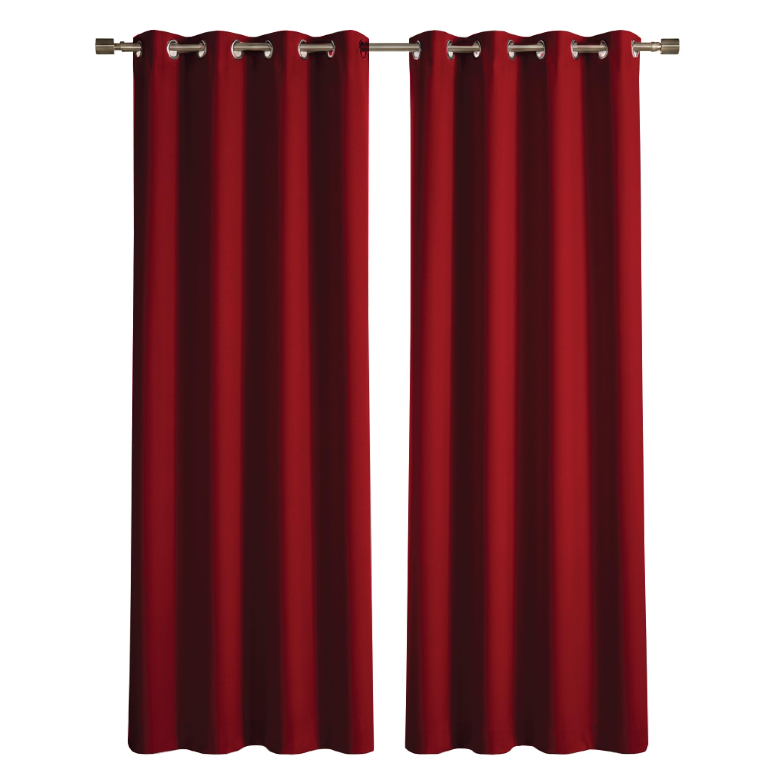 REHAN & CO Thermal Insulated Black out Ring Top Eyelet Curtain Red W 90" x L 108" (2 Panels) for Bedroom/Living Room, Black out super soft window curtains & drapes