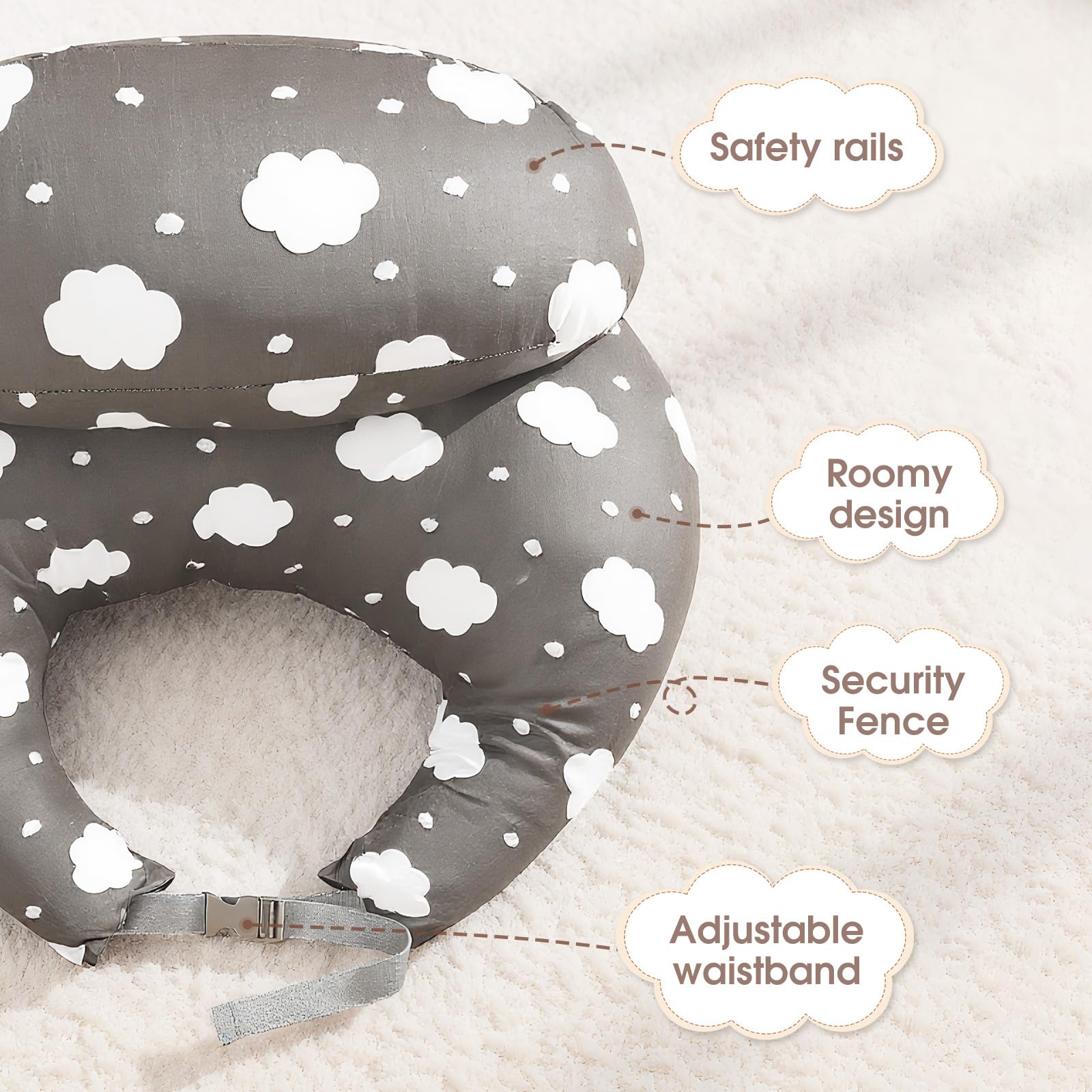 Almohada de lactancia para bebé, almohada ergonómica de lactancia y posicionamiento, almohada de embarazo, almohada de sueño lateral, pequeña almohada antireflujo de 45° para bebé.