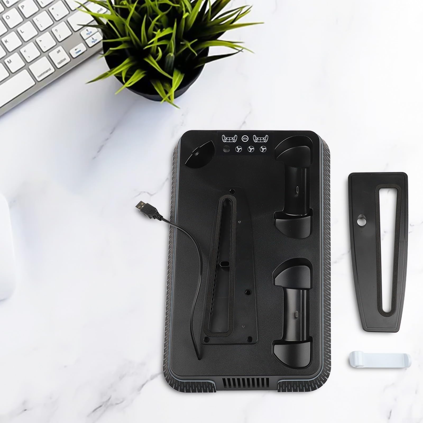 Supporto verticale per stazione di raffreddamento PS5 Pro con ricarica multifunzione per controller (nero)