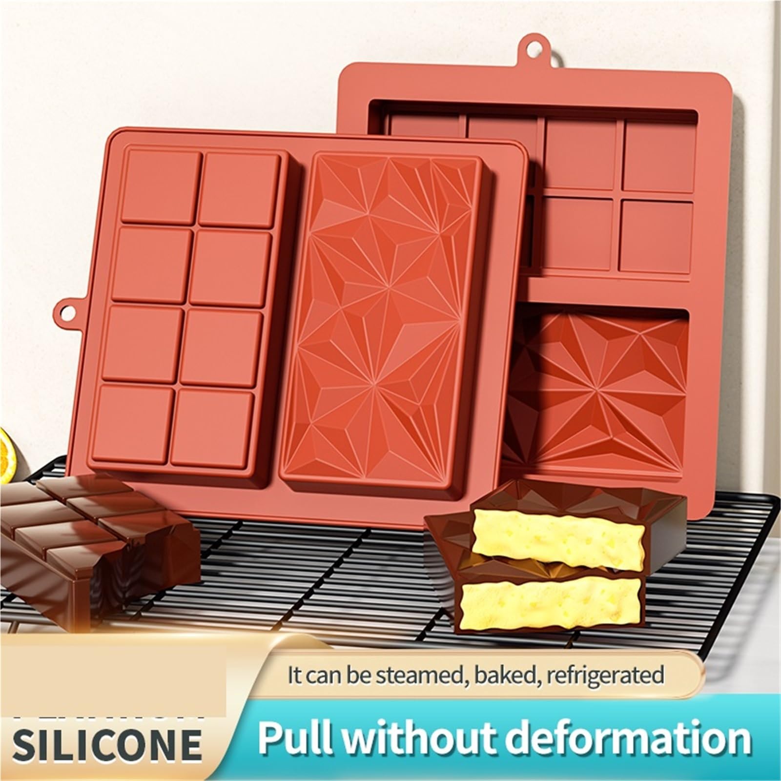 4 pezzi Stampo for barrette di cioccolato in silicone spesso for ripiene, stampo extra large for il riempimento Per La Produzione Del Cioccolato
