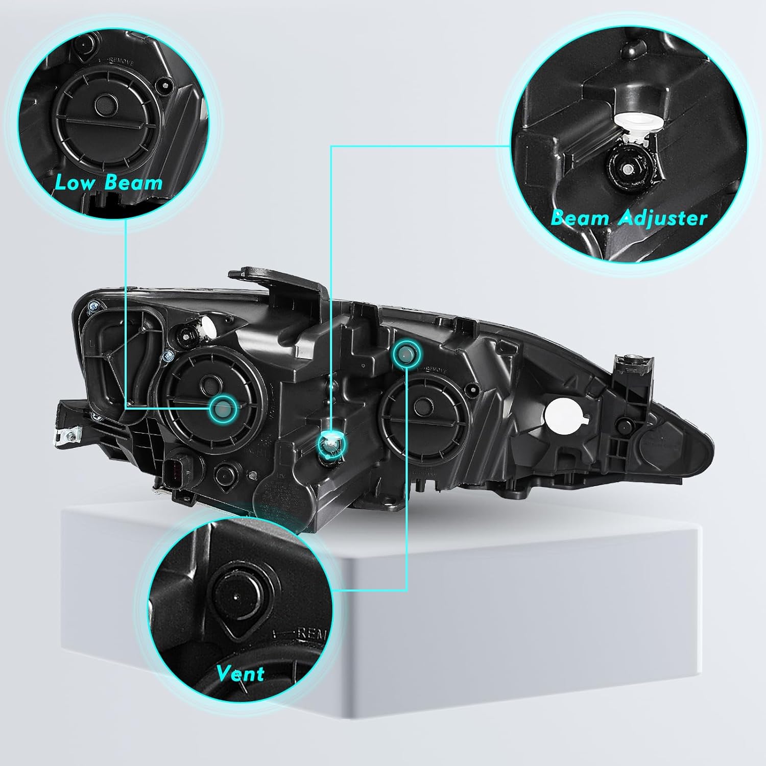 Halogen Quad Headlight Assembly Compatible with 2018 2019 2020 Chrysler Pacifica w/DRL Daytime Running Headlamps Front Left Driver Side Head Lights LH CH2518153