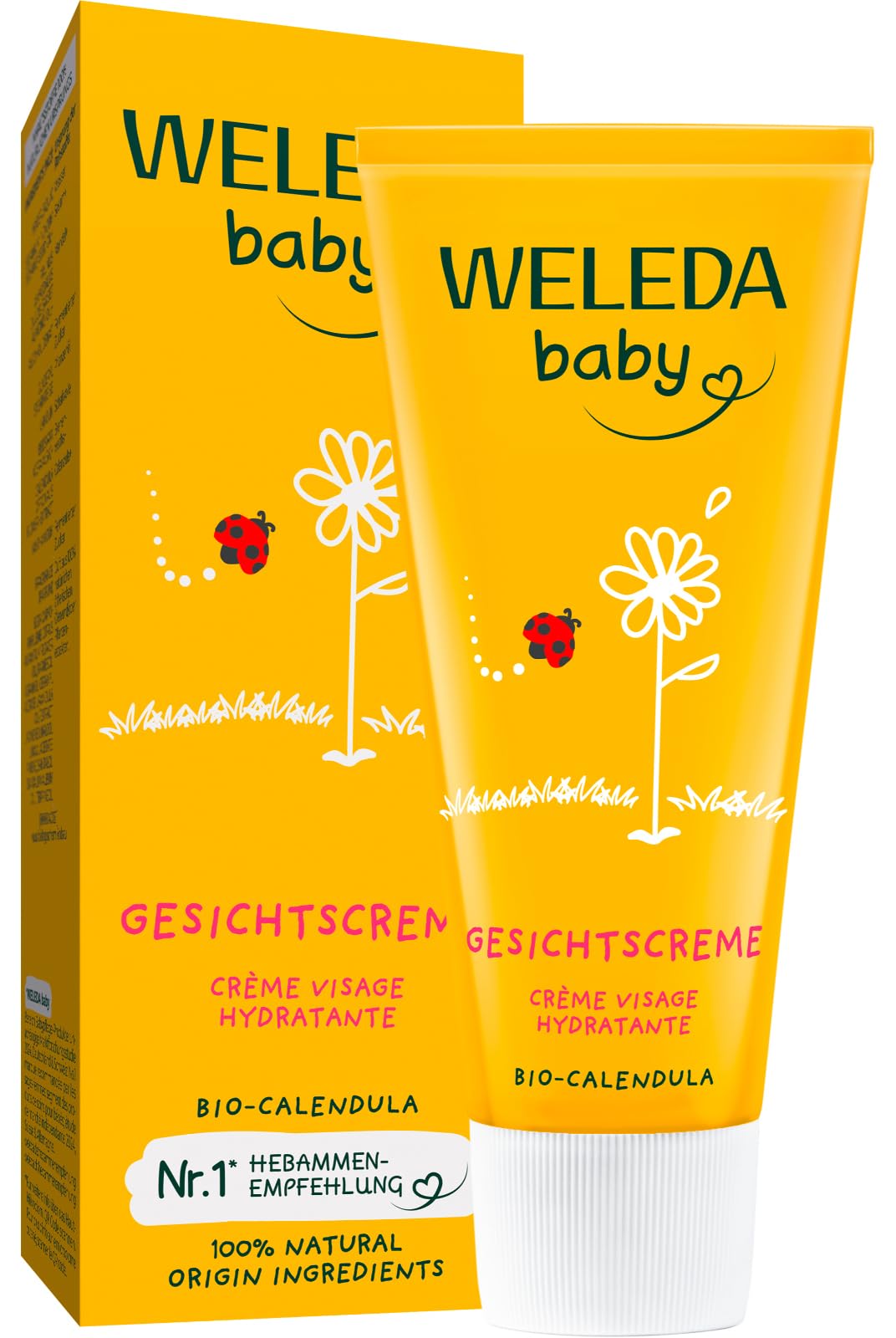 WELEDA Bio Baby Calendula Gesichtscreme - Naturkosmetik Feuchtigkeitscreme mit Mandelöl & Bienenwachs zur Pflege von trockener Haut. Natürliche Gesichtspflege Creme für Babys & Kinder (1x 50ml)