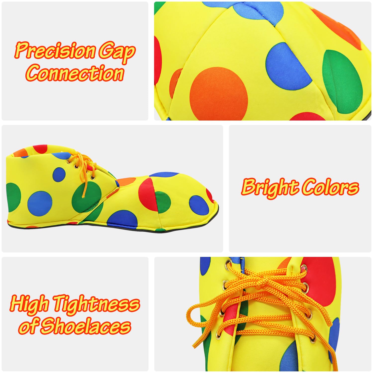 Aleker 2 Pcs Clown Shoes, Clown Costume Accessories for Adults Large Rainbow Clown Shoes - Image 3
