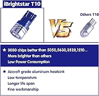 Vista 3 de iBrightstar Bombillas LED de cuña T10 W5W con chipsets 3030 extremadamente brillantes 168 175 194 2825 para luces de placa de matrícula, mapa