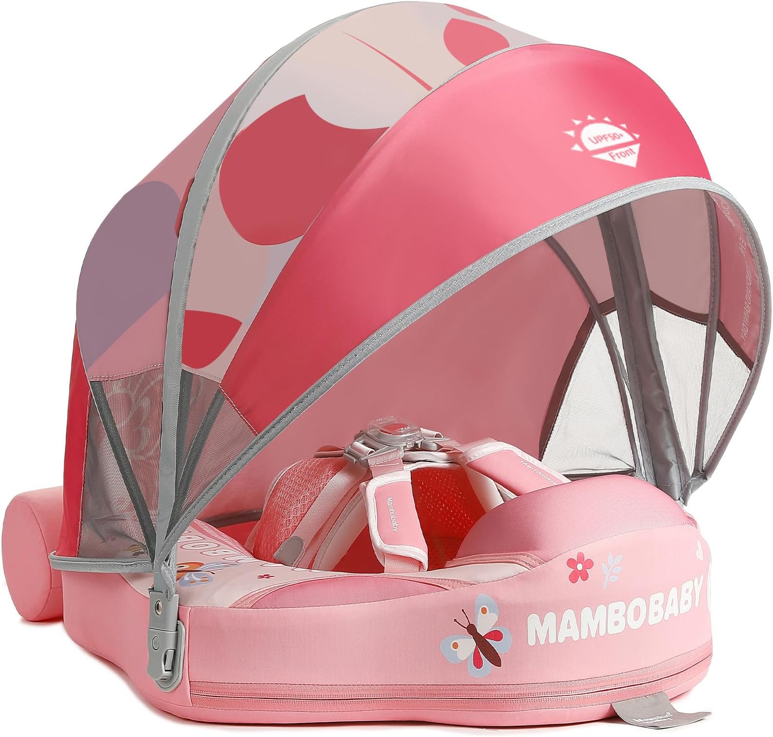 - Mambobaby Float Add Tail No Flip Over Non-Inflatable Baby Swim Float Pearl Foam Solid Water Floats Smart Swim Trainer Infant Pool Float Swim Ring with Sun Canopy