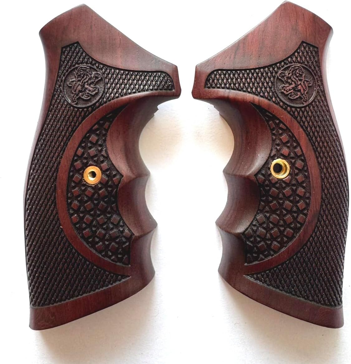 Hardwood Handgun Grips Compatible with Ruger Sp101 Grips Model Finger Groove Checkered Handcraft Handmade Wood Revolver Luxury Deluxe