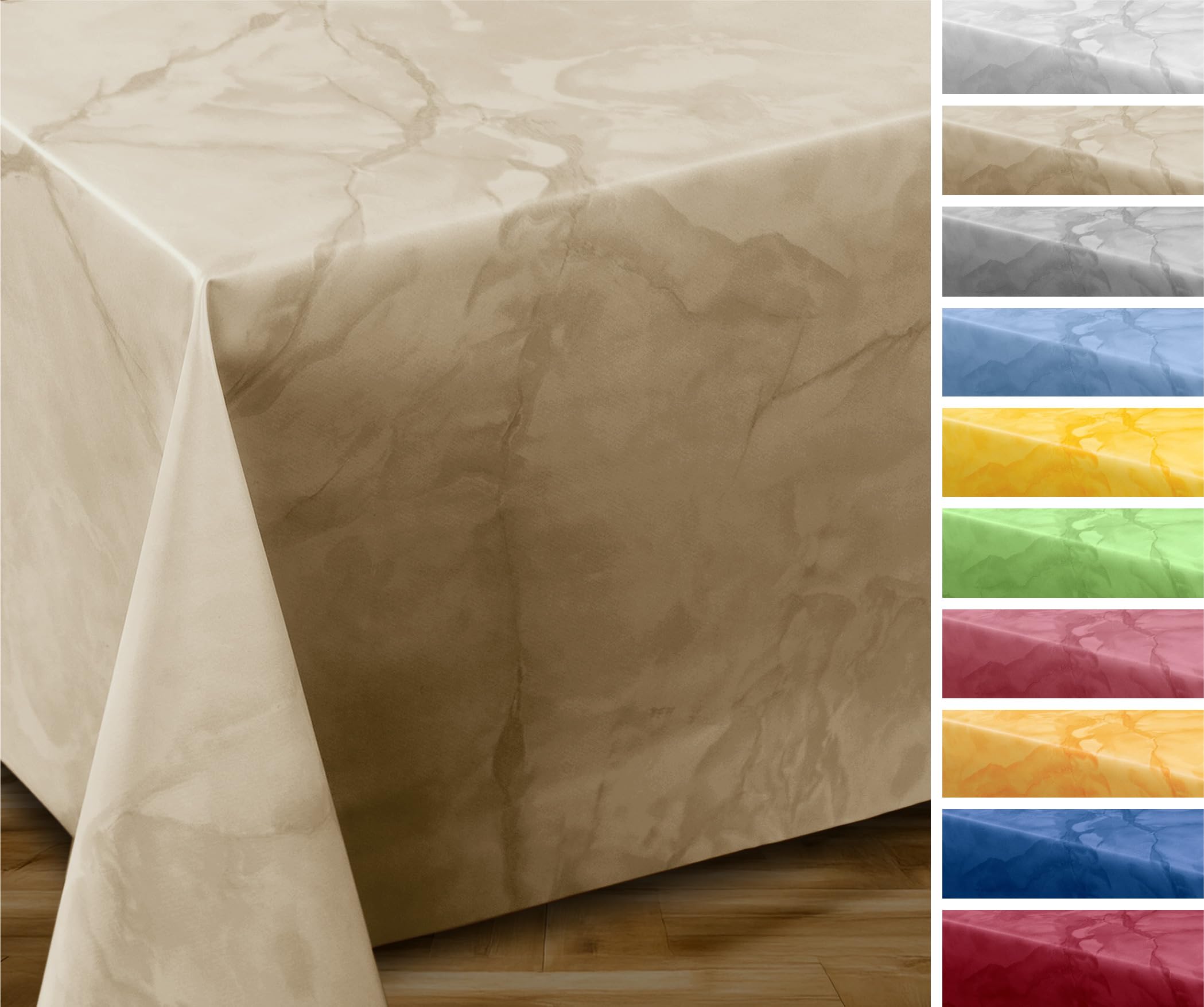 Beautex Beige Wachstuchtischdecke Glatt Abwischbar Oval Rund Eckig, Marmorstein Wachstuch Garten Tischdecke, Größe Und Farbe Wählbar (Rund 100 Cm, )