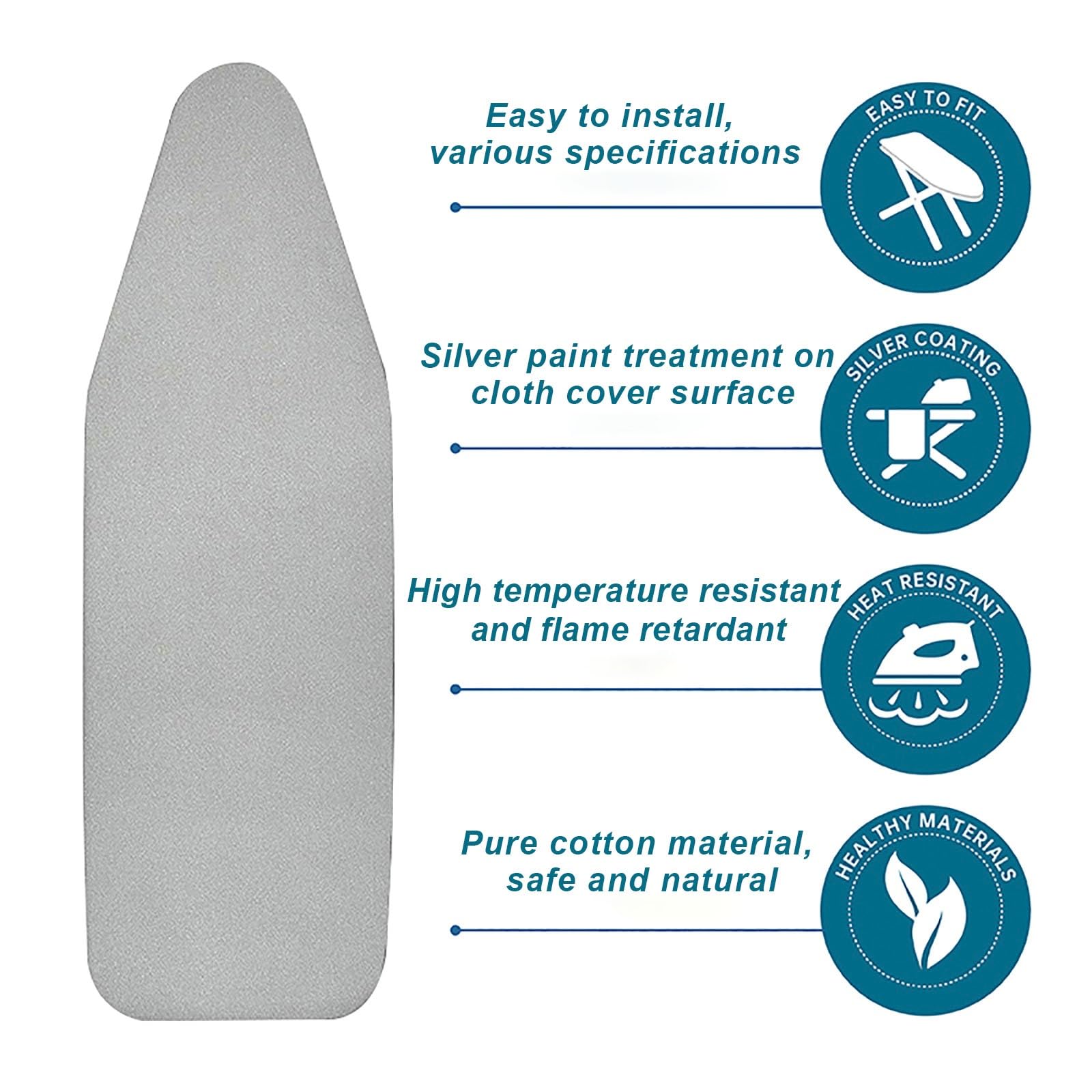Funda Tabla de Planchar Disponible en Varios tamaños y Estilos，Fácil de Instalar y Resistente al Planchado，Material de algodón Natural，Apto para planchas de Vapor. (Size : L110*W44cm, C