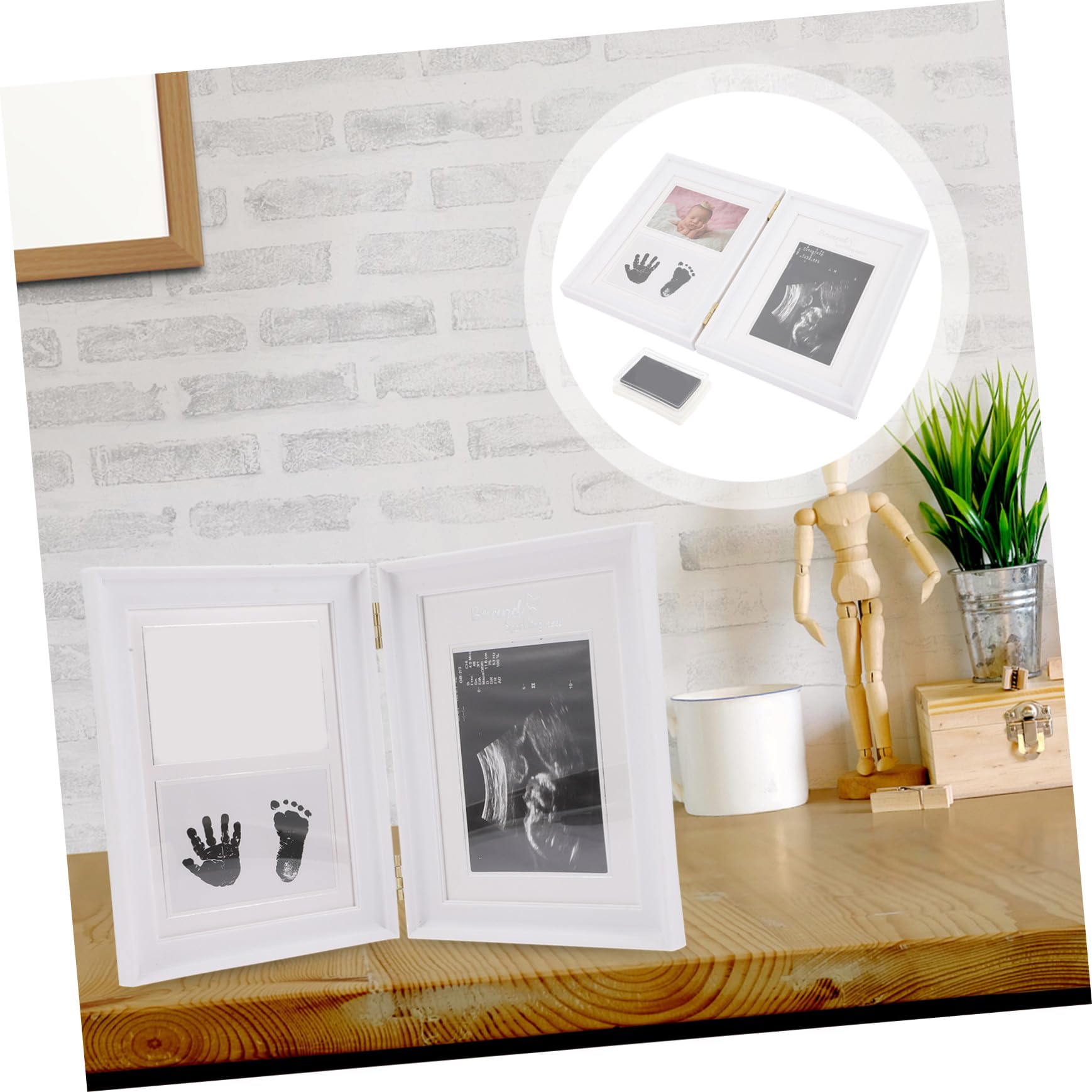 KOMBIUDA Cornice Portafoto Neonata in Pvc Rosa Impronta Mani e Piedi, Design Unico e Creativo, per Camera del Ragazzo Ragazza o Soggiorno, Idea Regalo Nascita Personalizzata