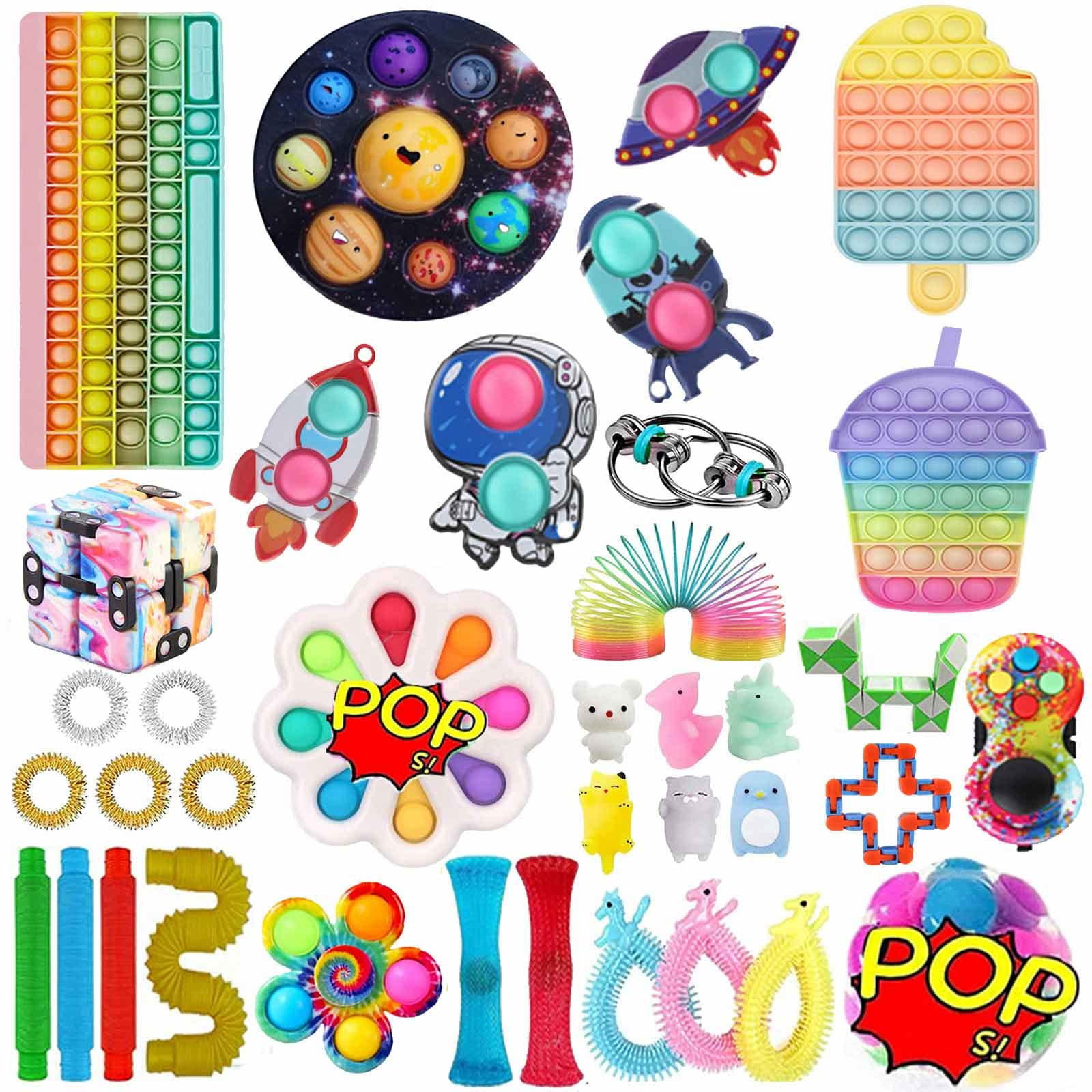 Fidget, Fidget Pack, Fidget Toys, Figetsss Toys Sets, Fidgets Pack Fidget Kit Pop Toy Pack Stress Anxiety Relief Toys for Boy Girl(Fidgets-4)