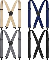 Sintege 4-Pack X-Back Hidden Suspenders - Heavy Duty Adjustable Invisible Belt for Hiking, Travel & Daily Wear