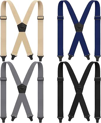 4-Pack Women's Hidden Suspenders - Adjustable Y-Back Braces For Under Clothes (Black & Beige)