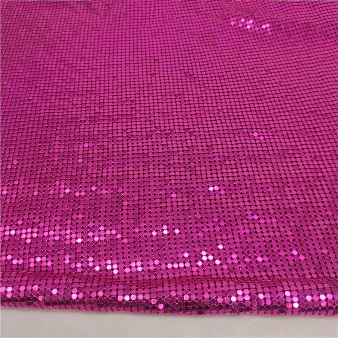 Błyszcząca tkanina z metalowej siatki, Błyszcząca metalowa siatkowa tkanina w kolorze Fushia 45x150CM cekinowa zasłona dekoracyjna do szycia DIY sukni(1)