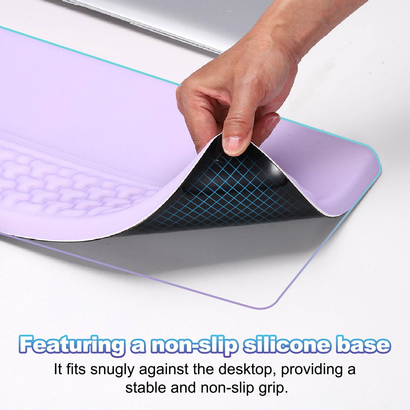PATIKIL Support De Clavier D'Ordinateur Avec Repose-Poignet, Coussin De Soutien Pour Poignet D'Ordinateur, Support Surélevé De Clavier Pour Bureau Jeu Domicile, Rose Et Violet