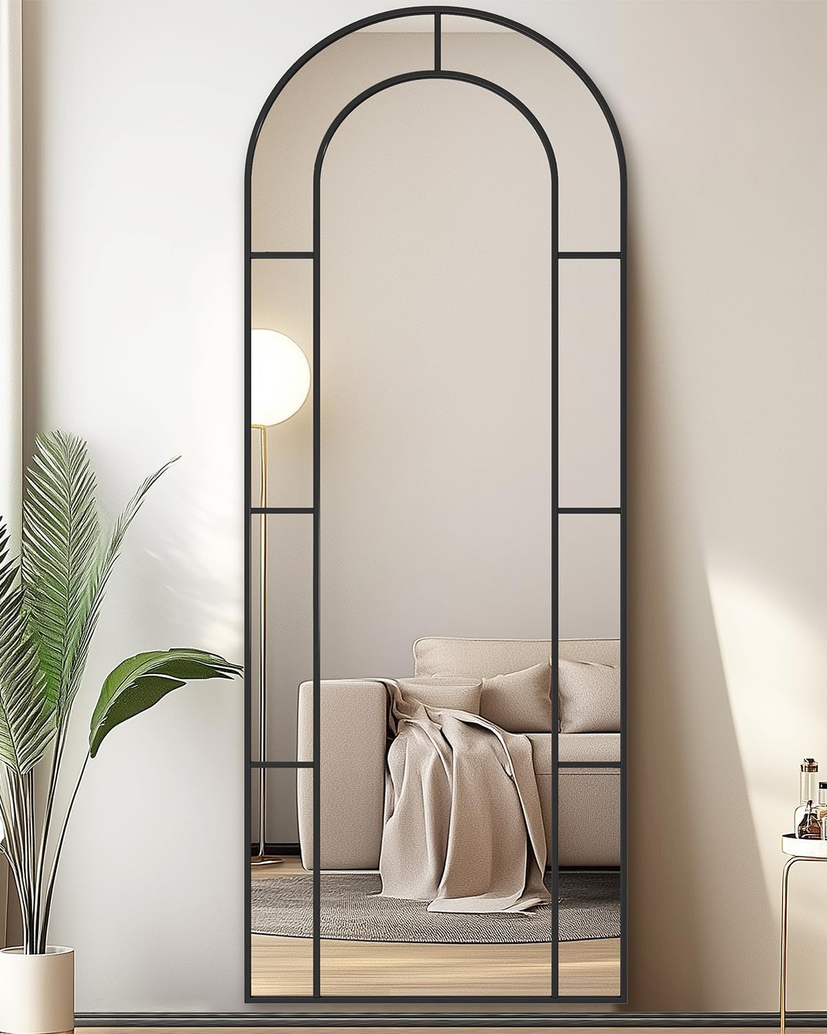 Bathroom Mirror, 58x21 Arched Wall Mirrors, Black Wall-Mounted Mirrors, Bathroom Vanity Mirror for Over Sink, Bathroom, Living Room, Bedroom, Entryway