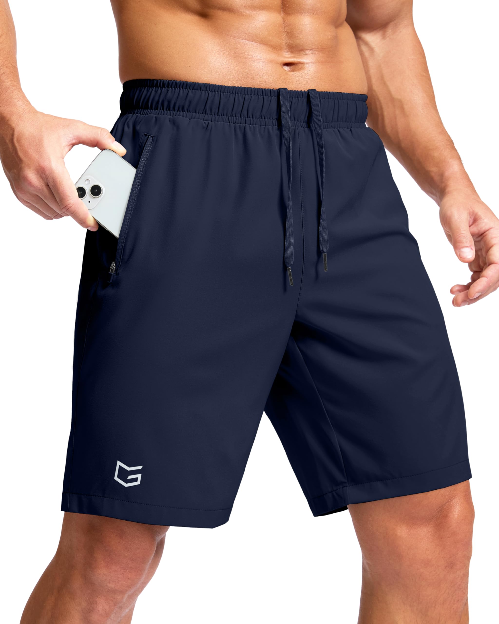 G Gradual Mens Athletic Running Shorts with Zipper Pockets Quick Dry 7 5 9 Workout Gym Shorts for