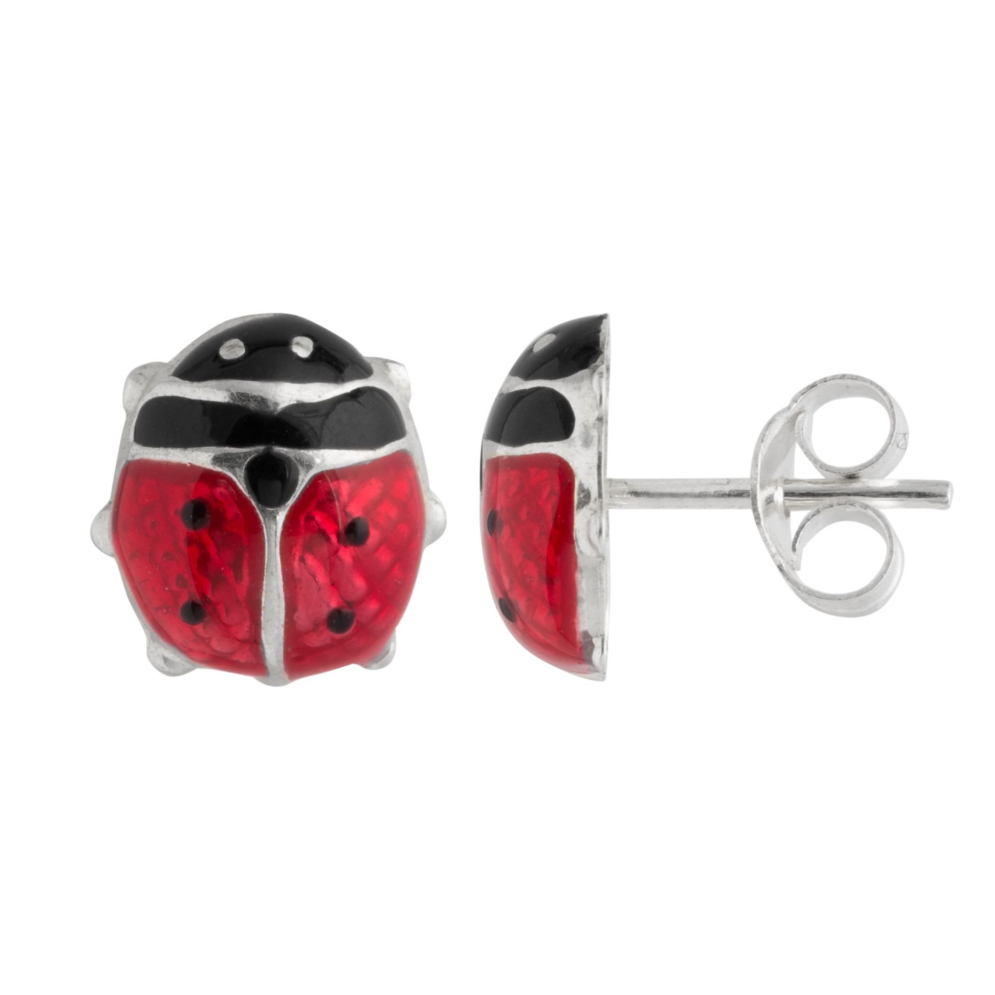 Córdoba Jewels|Pendientes en plata de Ley 925 y esmalte. Diseño Mariquita
