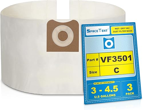 SpaceTent Paquete de 3 bolsas de repuesto Ridgid VF3501 compatibles con bolsas Ridgid de 3 a 45 galones y bolsas de polvo de taller bolsas de vacío