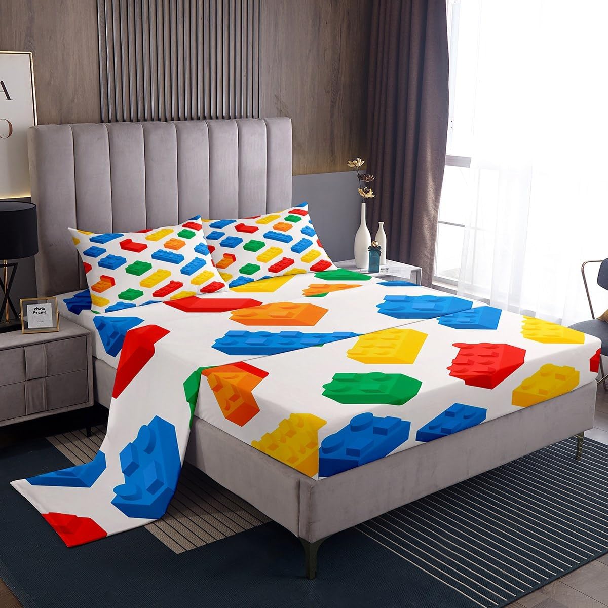Feelyou ビルディングブロック ベッドシーツセット ゲームシートセット キッズ 男の子 女の子 ティーンズ ルームデコレーショ