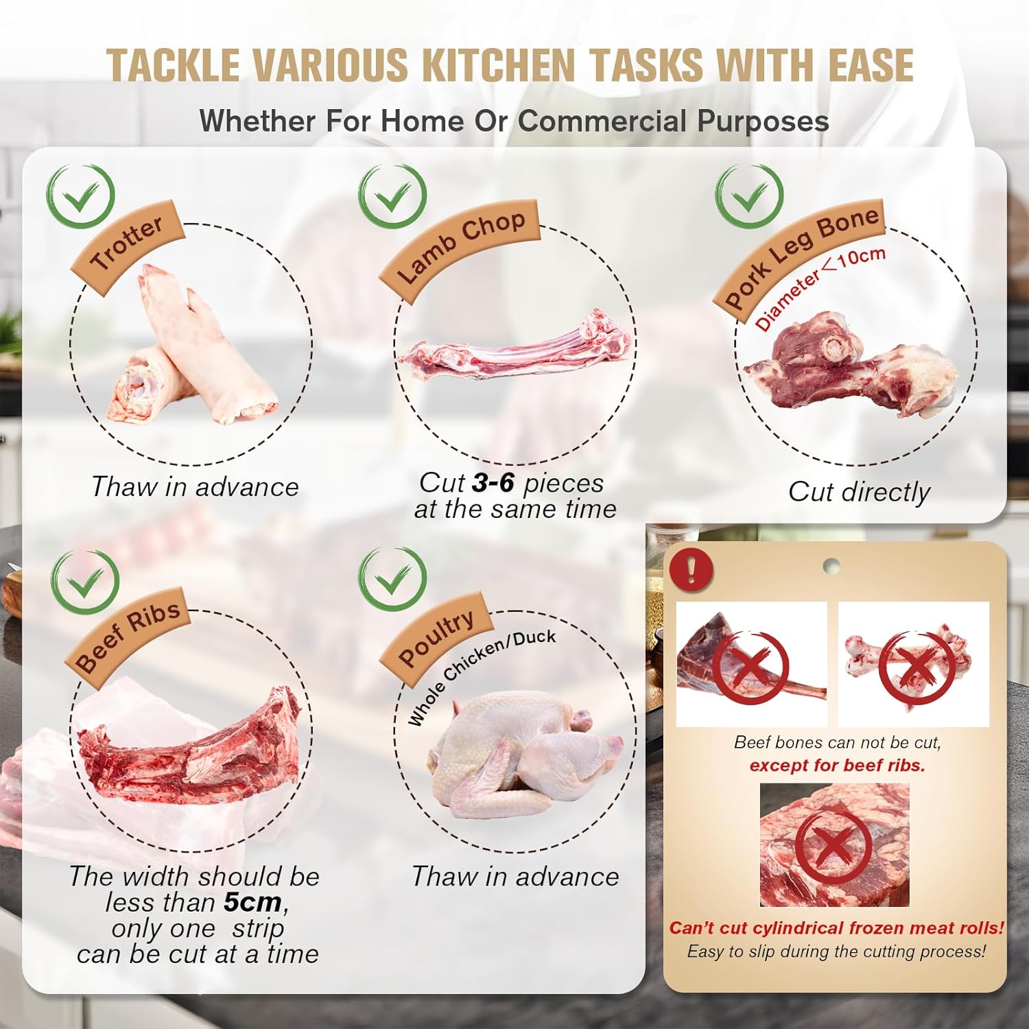 Moongiantgo Manual Meat Bone Cutter Rib Slicer Heavy Duty Chicken Cutting Machine with 16 Inch Knife SUS Bone Chopper for Beef Goat Pig Fish Butcher Commercial Kitchen (KD0298)