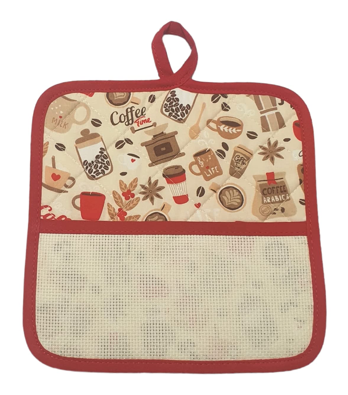 Presine Da Cucina Caffè - Conf. Da 2 Pezzi Cotone Italiano Con Tela Aida - Foto 11