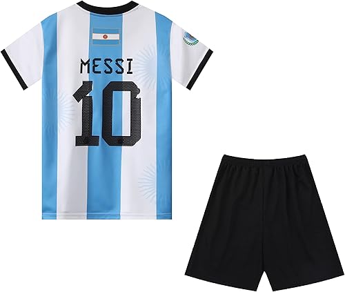 Miniatura 3 de Argentina Champions No.10 Sports Soccer Football Boys Kids Youth Jersey Shirt Kit Set