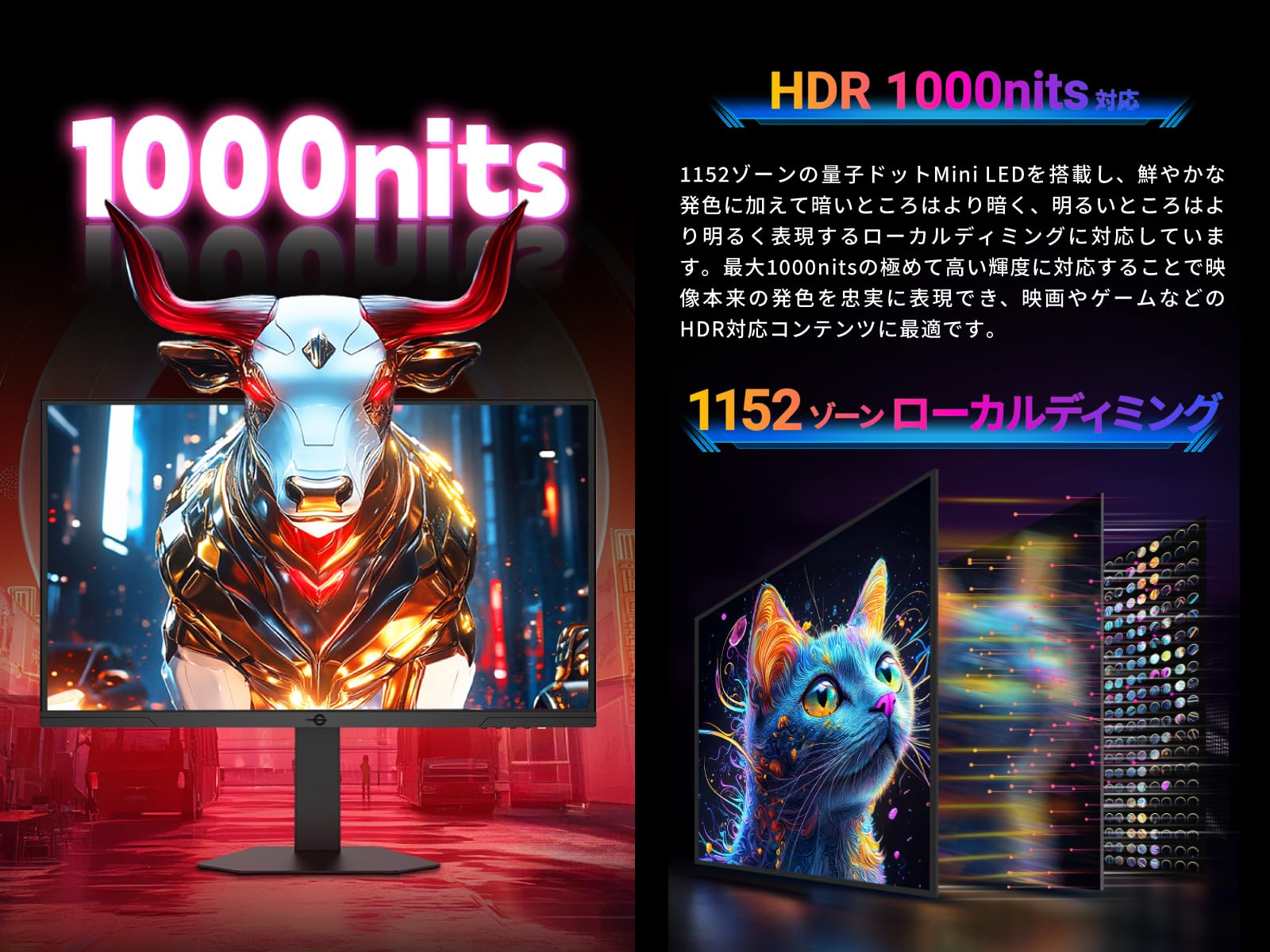 Amazon.co.jp: TITAN ARMY 27インチ 量子ドット MiniLED HDR1000nits