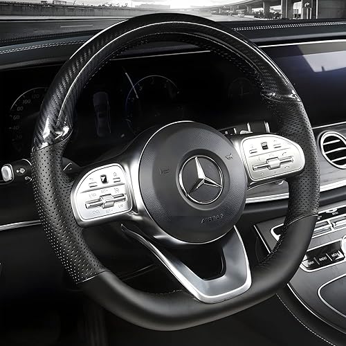 Miniatura 4 de Funda para volante cosida a mano para Mercedes Benz A W177B W247C W205E W213S W222CLA C118GLE V167CLS C257GLC C253G W463 2018-2021 Protección