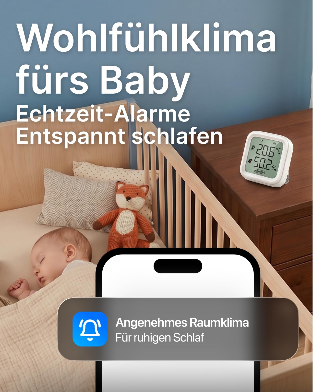 Set di 2 termometri WiFi, igrometro interno, Smart Home, misurazione dell'umidità dell'aria con app, monitor per camera da letto, soggiorno, funzionamento a batteria
