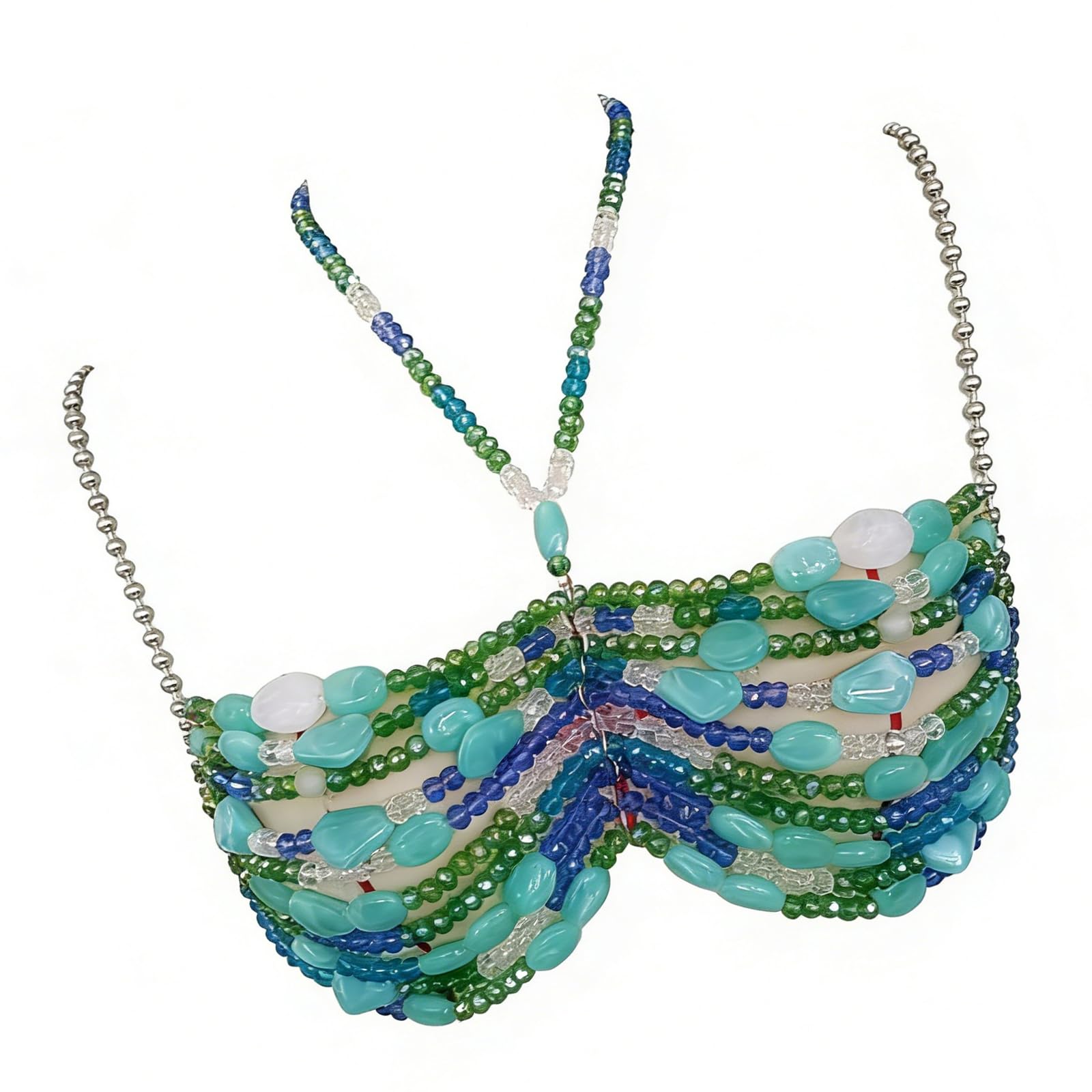 Joyería corporal de moda azul y verde para salidas nocturnas, vacaciones, cadena de pecho de moda
