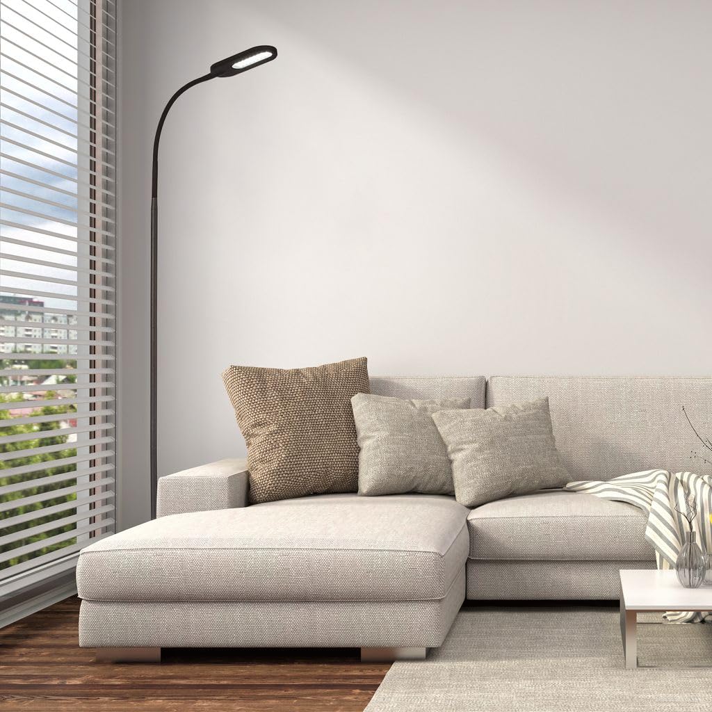 B.K.Licht - LED Stehlampe dimmbar, warmweiß bis kaltweiß einstellbar, Touch, Leselampe, Deko Wohnzimmer, Lampe, Deckenfluter, Standleuchte, Wohnzimmerlampe, Schlafzimmer Deko, 21x21x158,6 cm, Schwarz