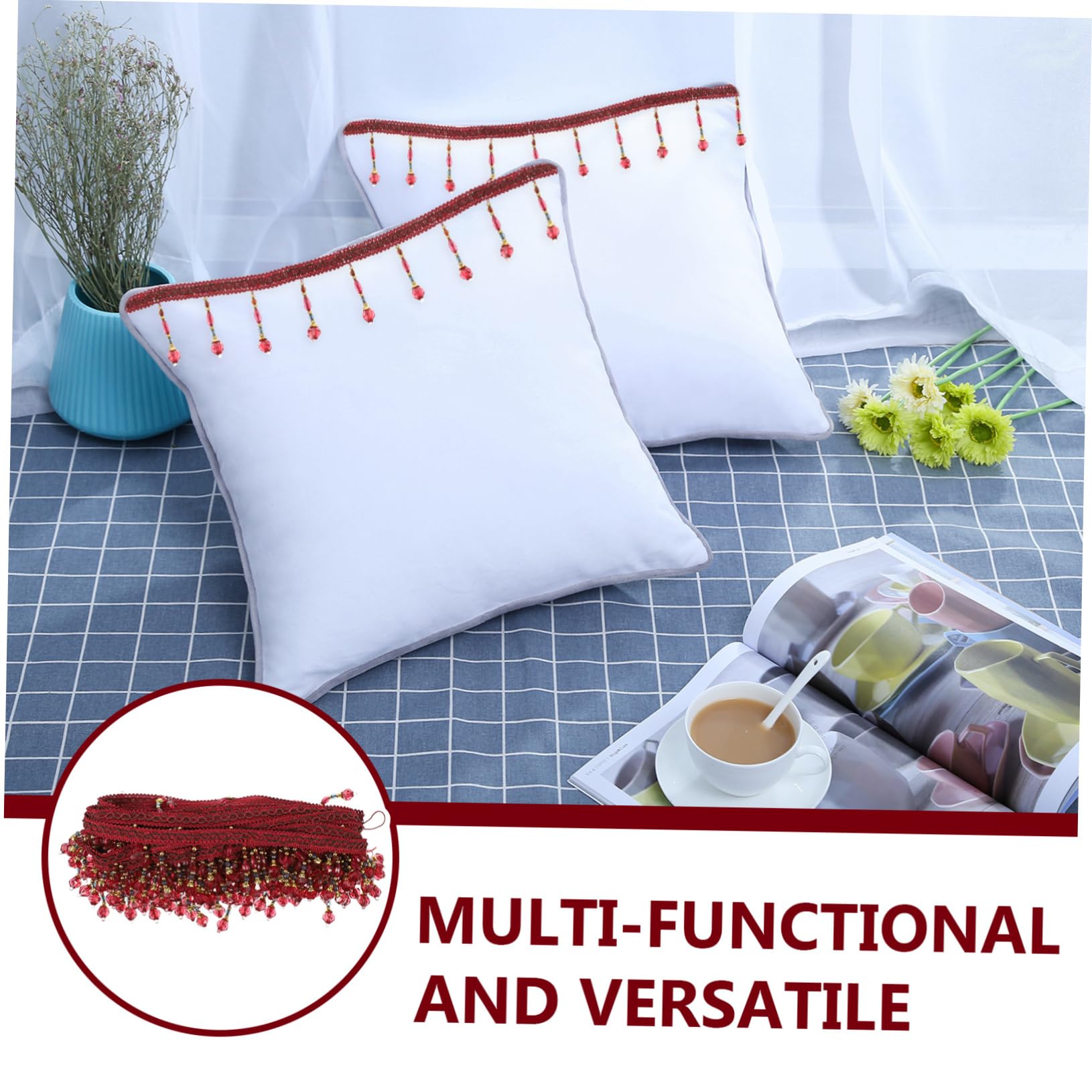 Angoily Frange à Paillettes Perles pour Rideaux Accessoire Décoratif de Jujube pour Projets Diy Environ Mètres