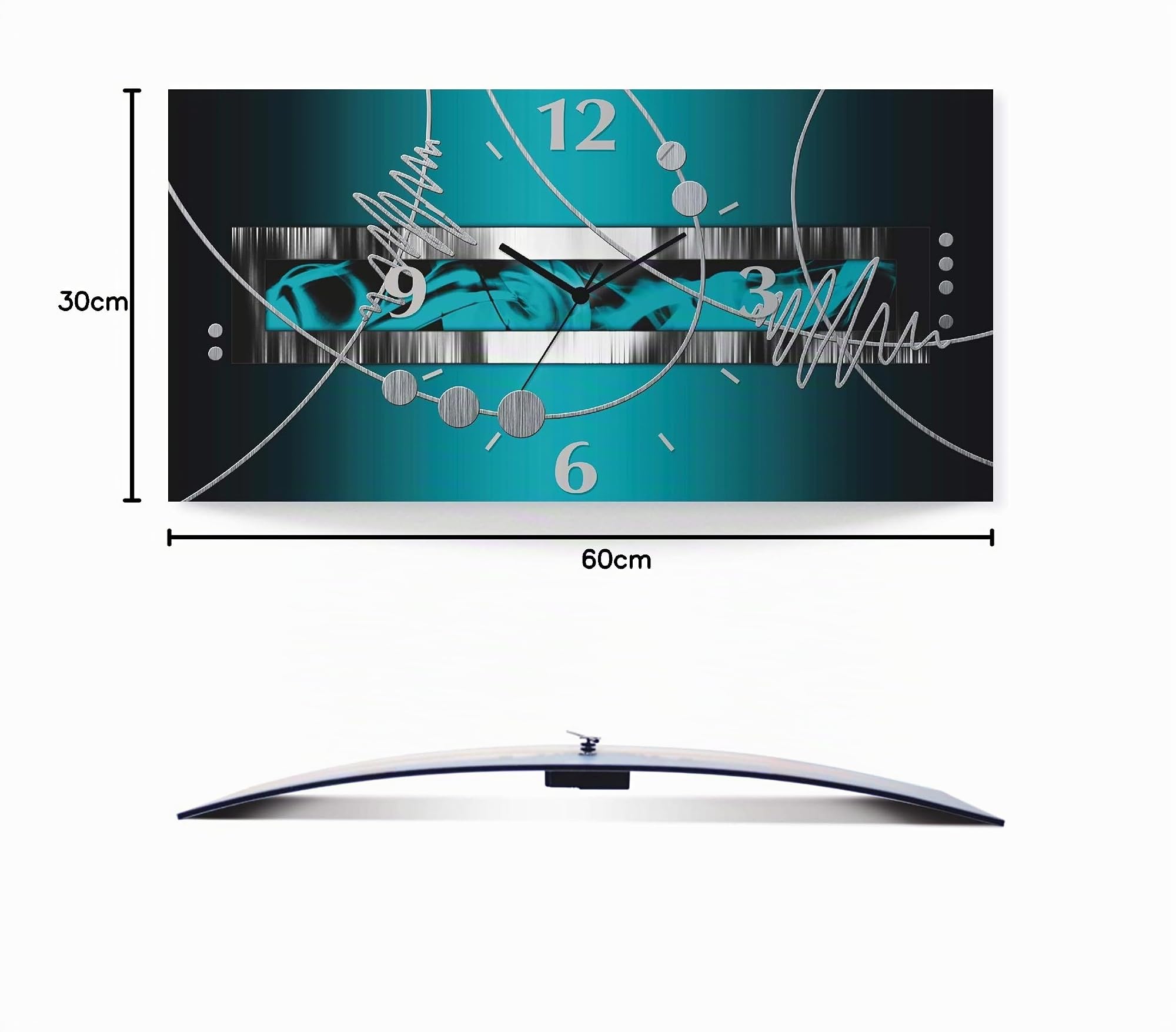 ARTLAND 60x30 cm Rechteckig Lautlos 3D Design Abstrakt Kunst Modern Ausgefallen S7LW