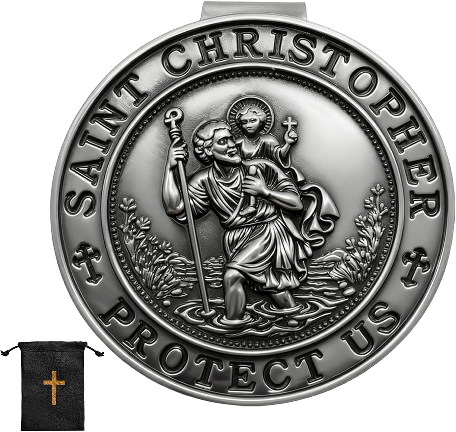 Saint Christopher Medal for Car Visor Clip