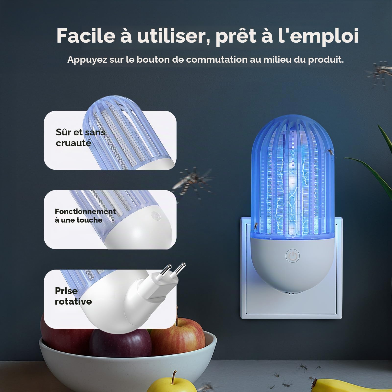 Moustique Tueur Lampe Lot de 2, Lampe Anti-moustiques Électrique, Moustiquaire Électrique pour Maison, Jardin, Intérieur, Extérieur, Cuisine, Salon, Insectes, Moustiques, Mouches, Falene