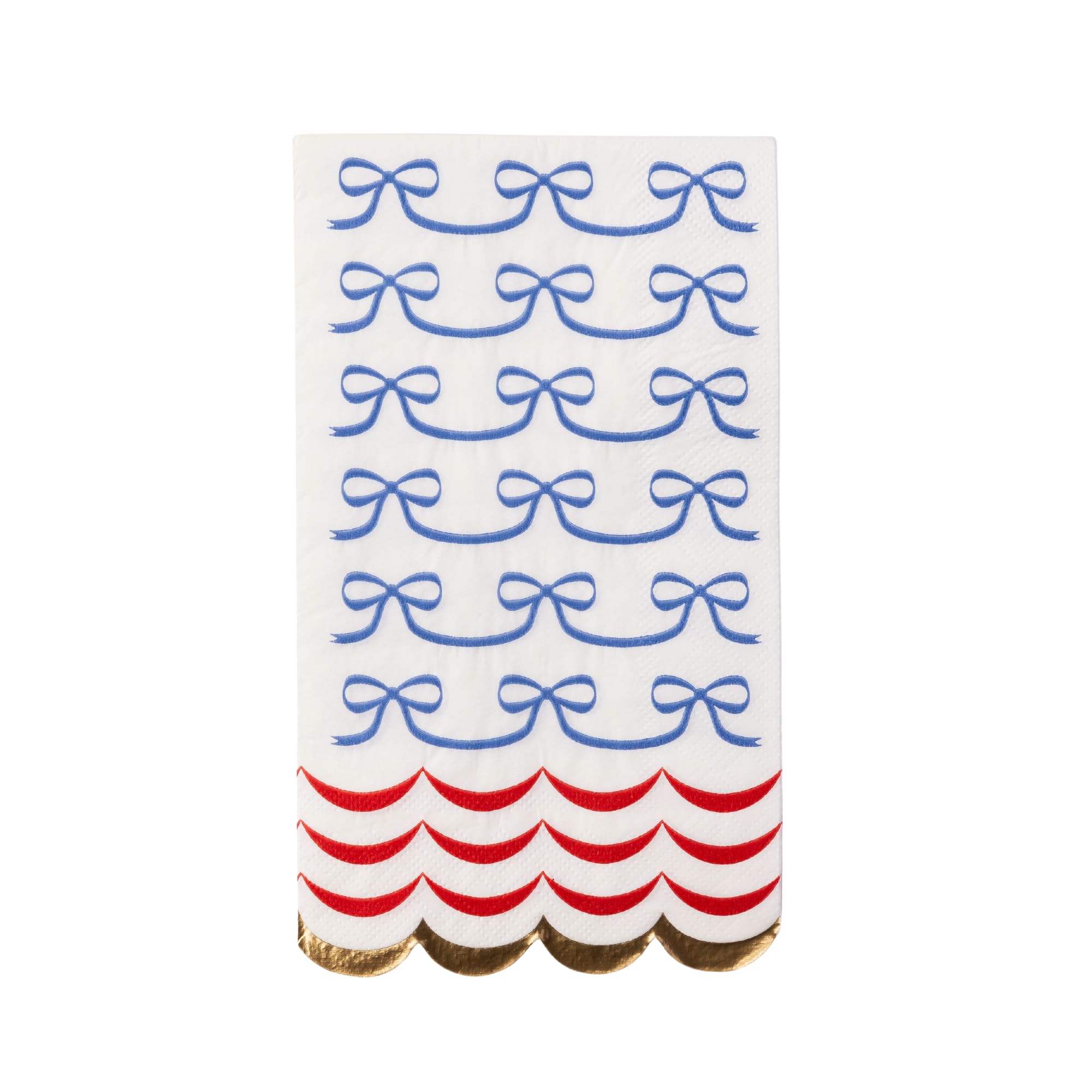 Bonjour Fête 4th of July Bow Flag Guest Towels | 3-Ply Fancy Large Napkins | Patriotic Parties & BBQs | Premium Party Table Decor | Party Supplies