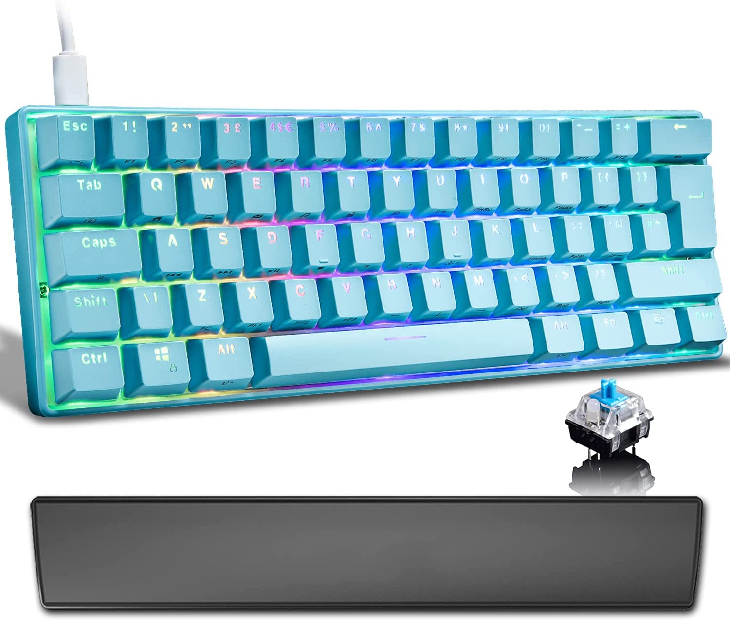 Buy UK Layout 60 Mechanical Gaming Keyboard Type C Wired 61 Keys LED