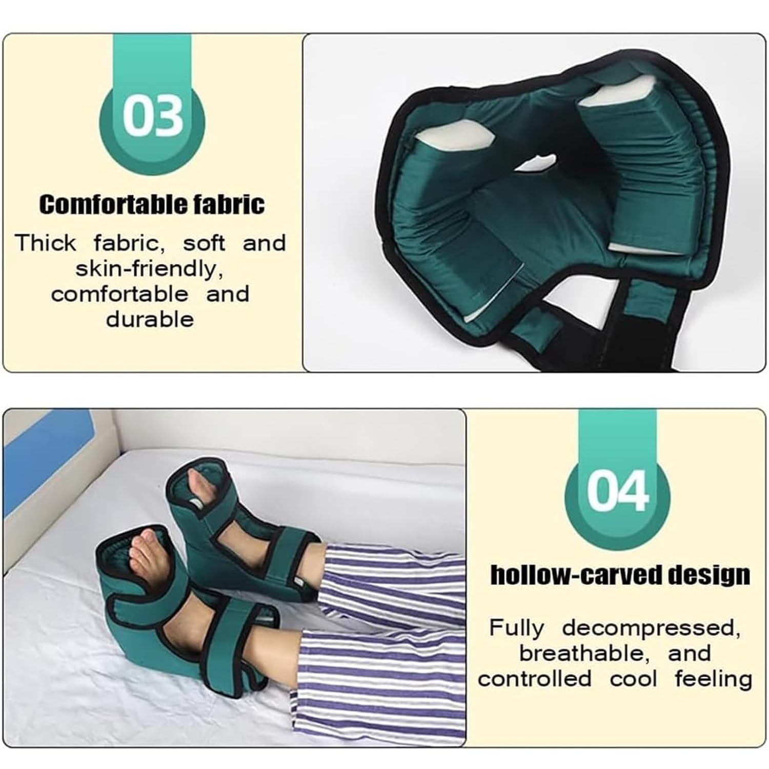 TsoLay 1 par de Cojines Protectores de talón, Protector de talón Que Alivia la presión con 2 Correas Anchas Ajustables, diseño Abierto ergonómico y Lavable Suave para postrados en Cama