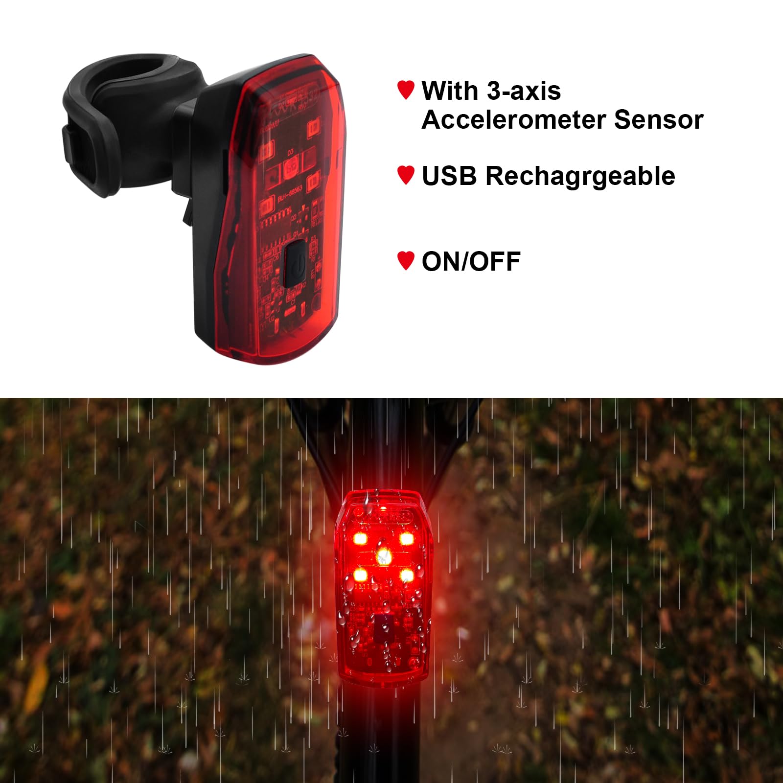 ANTELA Feu Arrière De Vélo Rechargeable USB-C IPX4 - Éclairage Puissant Et Certifié StVZO Pour Bicyclette