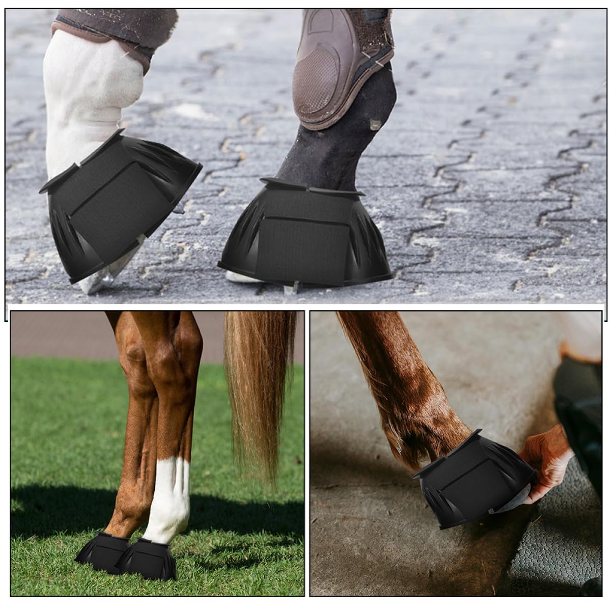 COLLBATH 4 Stück Schwarze Gummi Sehnenstiefel für Pferde, Tragbar
