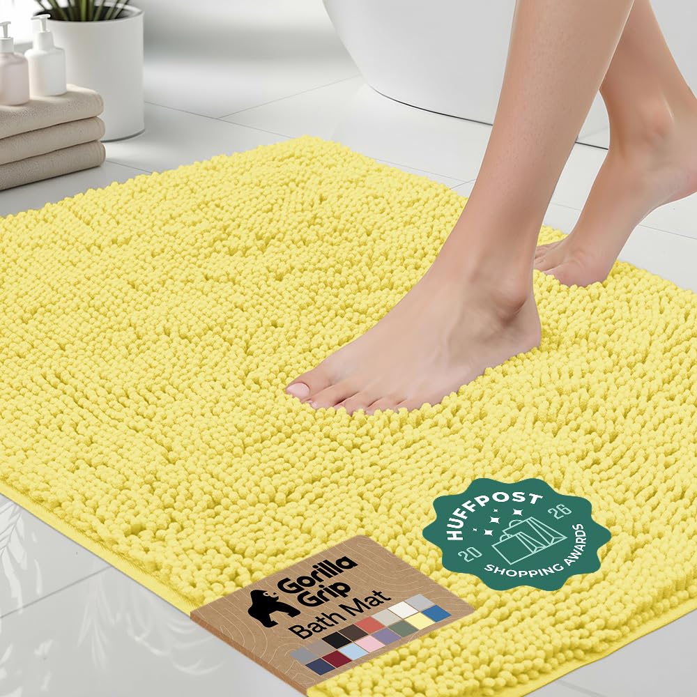 Gorilla Grip Original Luxury Chenille Bathroom Rug Mat, 30x20, Extra Soft and Absorbent Shaggy Rugs, Machine Wash Dry, Perfect Plush Carpet Mats for Tub, Shower, and Bath Room, Yellow โ image 1